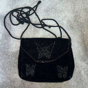 Vintage 1990 soft velvet black purse